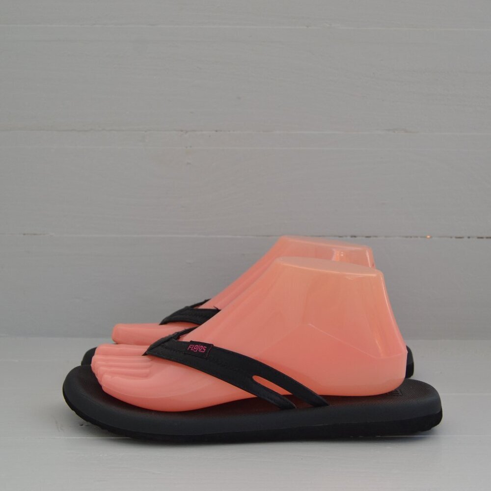 Flojos Black Flip Flops Women's 8 Thong Sandals Summer Shoes Pink